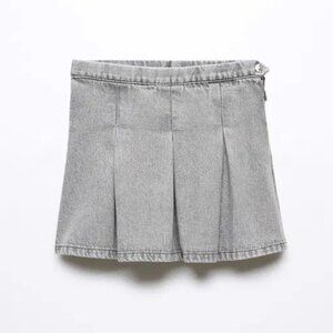 MNG Mango Girls Denim Skirt Size 8 Adjustable Waist Grey Wash